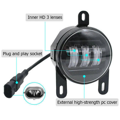 Imagen 2 del producto Luces antiniebla del parachoques delantero del coche LED lámpara de conducción transparente para Mitsubishi Pajero Montero 3/III MK3 V60/70 2003-2006 blanco + amarillo DRL