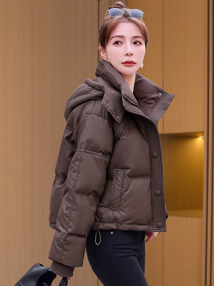 

2024 Autumn Winter Women Single-Breasted Warm Short Pu Coat Female Down Coat Jacket Parka Ladies Outwears Female New T12