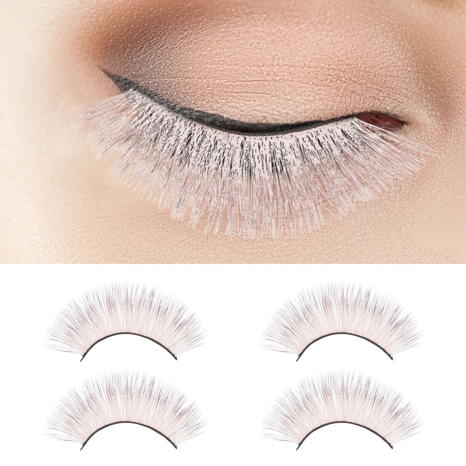 

Colored Eyelashes 3D False Makeup Fake Lashes For Cosplay Fancy Dress Sexy Eye Look Highlight Fake Lashes