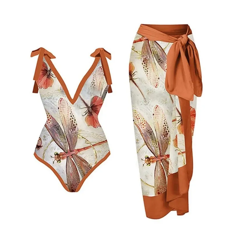 NOVEDAD DE VERANO 2021, traje de baño de un hombro a la moda para mujer, traje de baño de dos piezas para resort, trajes de baño de playa, Bikini dividido con estampado Simple para mujer