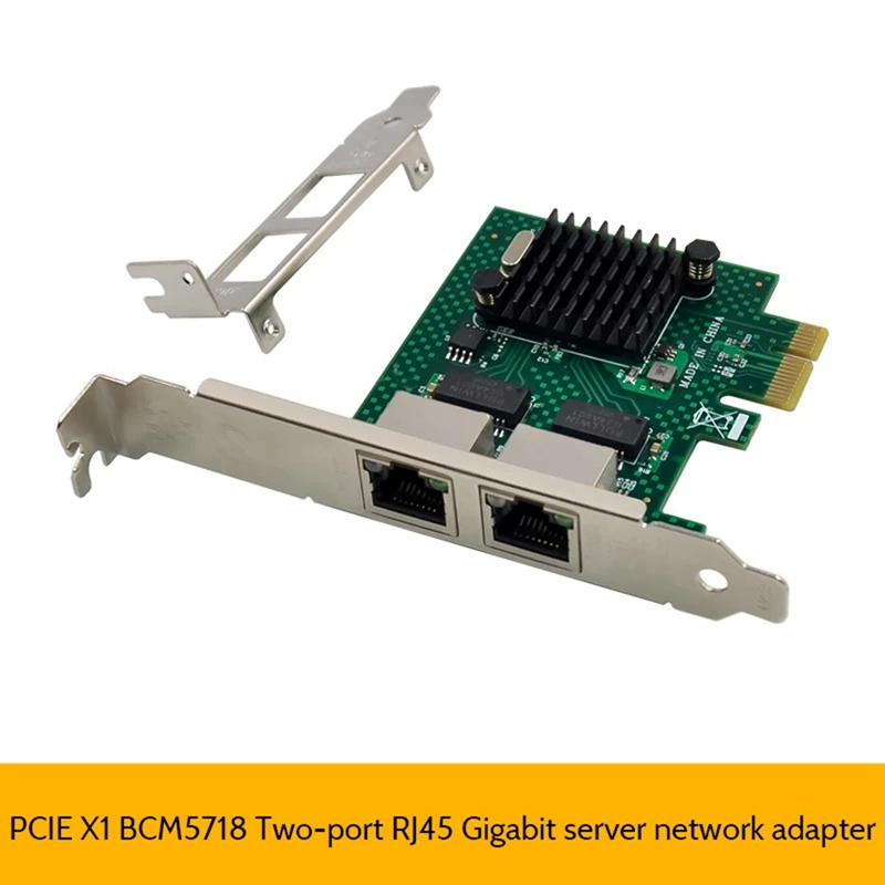 حار TTKK 2X BCM5718 جيجابت خادم بطاقة الشبكة PCI Express X1 ثنائي المنفذ بطاقة محول الشبكة متوافق مع WOL PXE VLAN