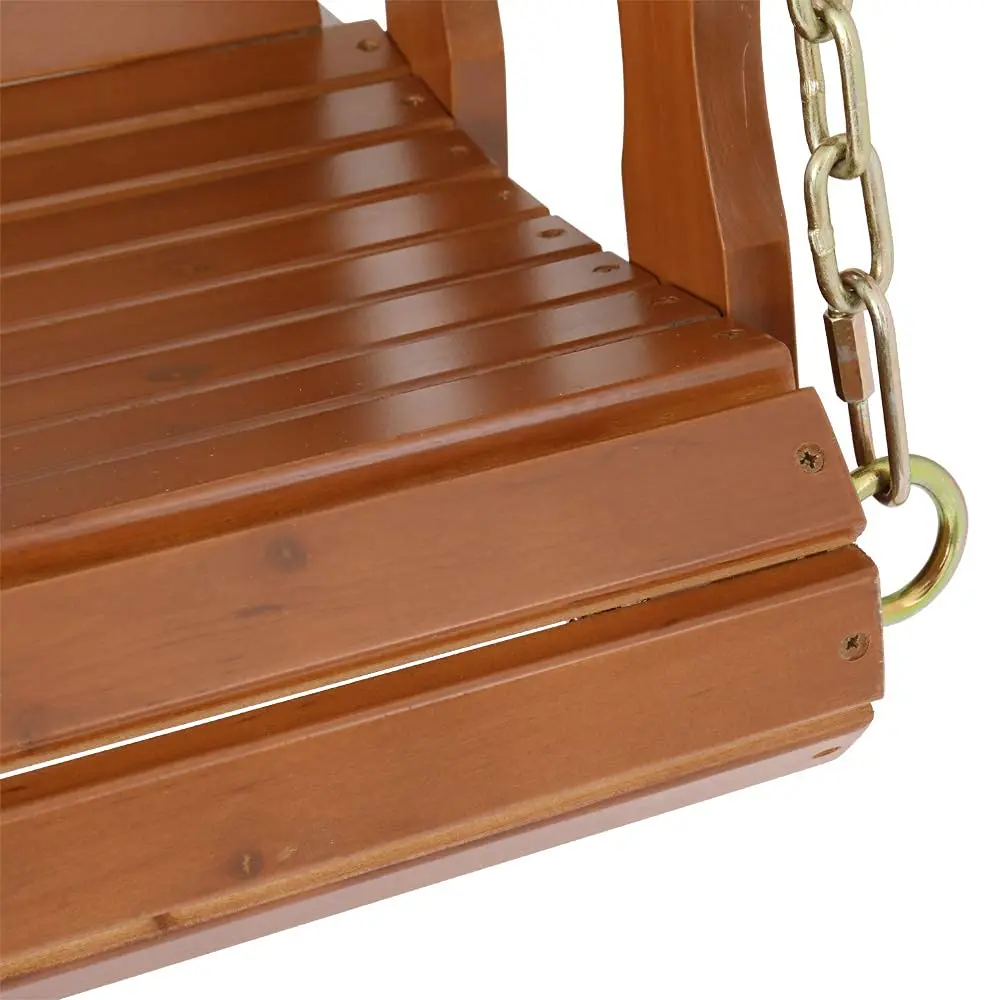 Porch Wooden Swing with Hanging Bench,Hardwood Patio Furniture Porch Swing with 4ft Ceder Iron Chain,Outdoor, Customized