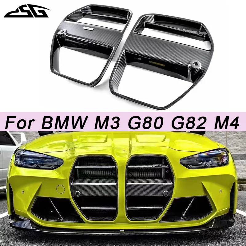

2020-2025 For BMW New M3 G80 G81 M4 G82 G83 Front Bumper Center Grille Grills Facelift Racing Carbon Fiber Look Glossy Black