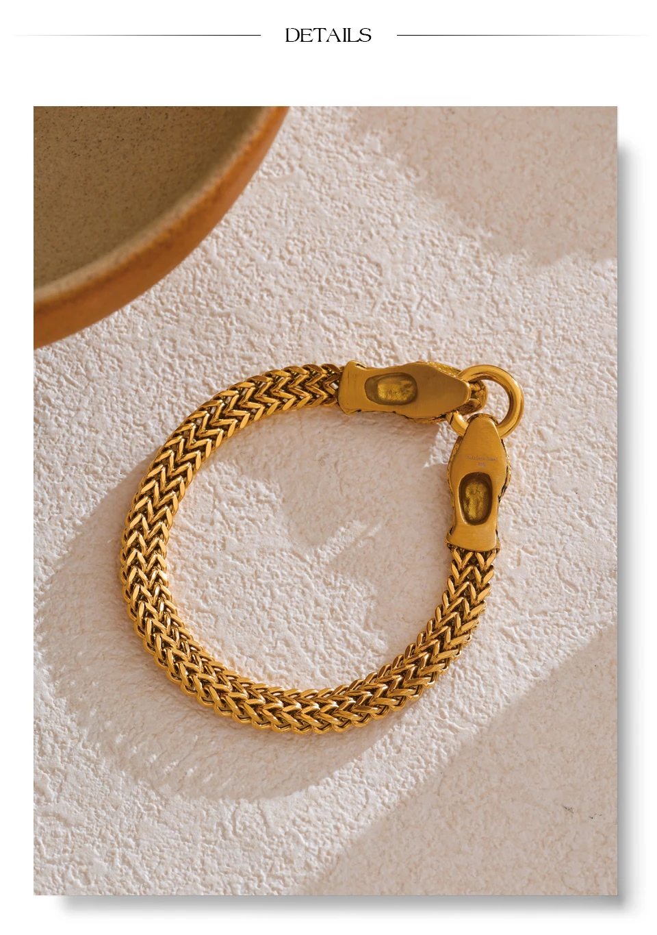 Yhpup 23 cm Herren-Armband, teure 316L-Edelstahlkette mit Schlangenarmband, Armreif, 18 Karat Gold, PVD-beschichtet, hochwertiger Schmuck – Detail 6