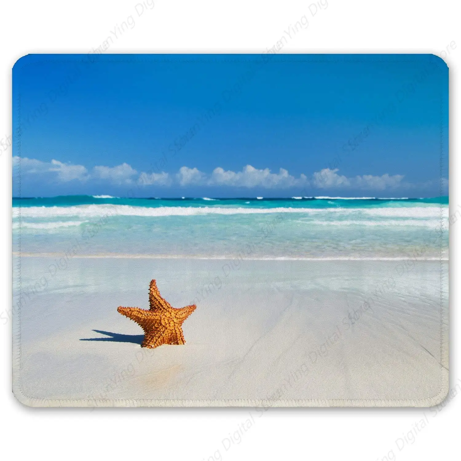 Beach And Starfish Design Anti Slip Rubber Mouse Pad With Stitched Edges Suitable For Gaming Office Laptop Mouse Pads 25*30cm