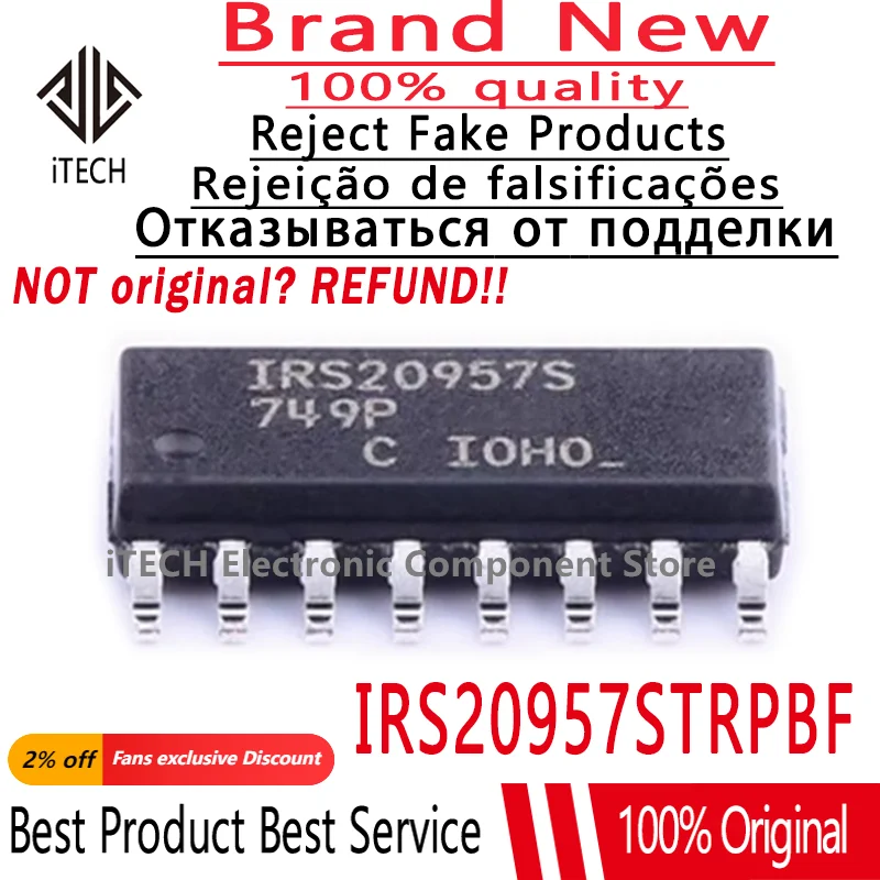 10pcs/lot Original IRS20957S IRS20957STRPBF SOP-16 Digital Audio Driver Chip 100% New and Genuine