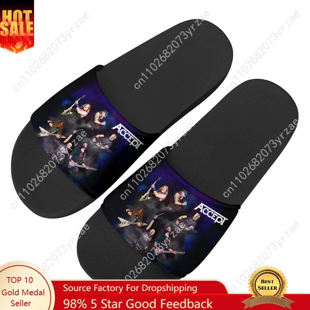 

Accept Band Flip Flops Men Women Teens Children Family Slippers Bathroom Beach Swimming Pool Sandals Shoe Customize Water Shoes