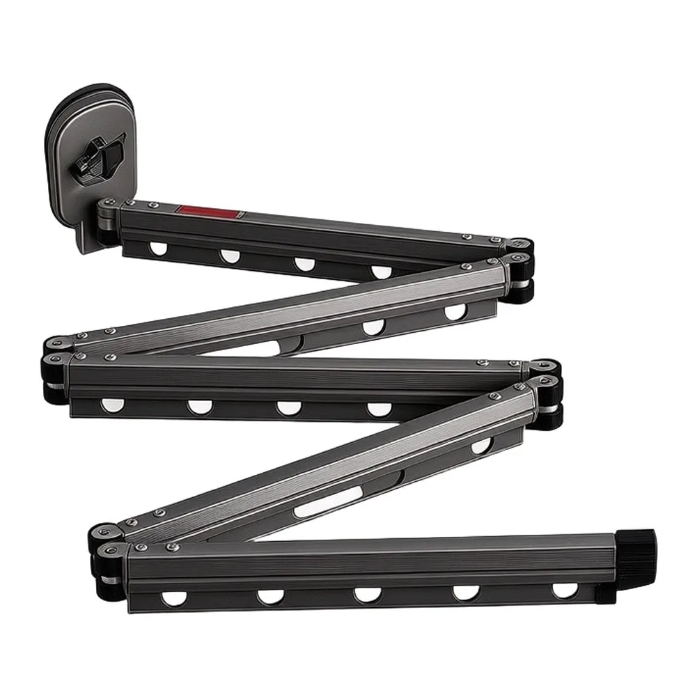 Aluminum Folding Shower Curtain Rod for Wall Mount Installation in Shower Areas with Adjustable Length and Stability