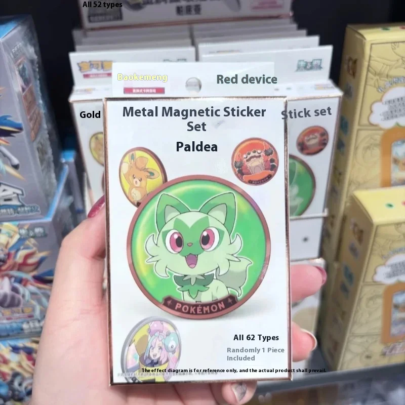 Original Pokemon Paldean Form Refrigerator Magnet Badge Metal Magnetic Adhesive Tape Peripherals For Fan Collection Gift