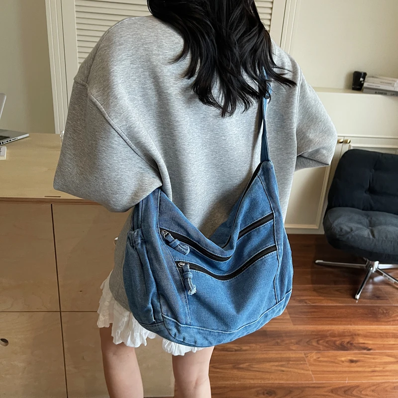 

High Quality Women Denim Shoulder Bags Fashion Ladies Large Capacity Handbags Messenger Bags Casual New Crossbody Bags for Women