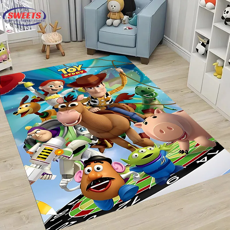 3D Printing Disney Toy Story Carpet for Living Room Cartoon Children's Bedroom Sofa Doormat  Floor Rug Anti-slip Decor Mat Gift