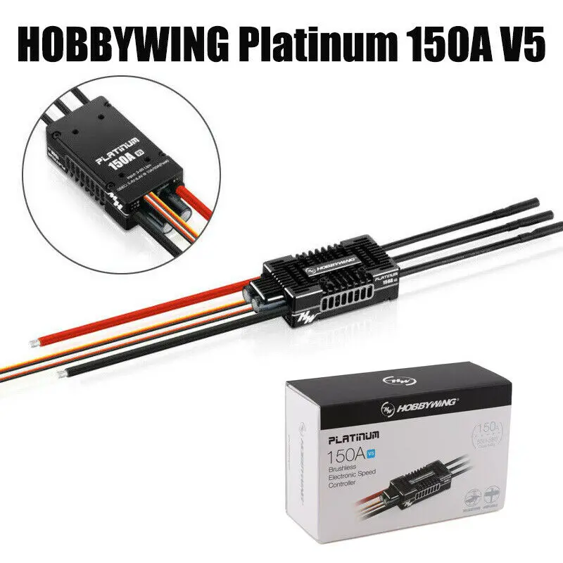 

Hobbywing Platinum HV 150A V5 3-8S переключаемый 5-8 в/10A BEC бесщеточный ESC для дрона самолета вертолета (550-580) вертолета