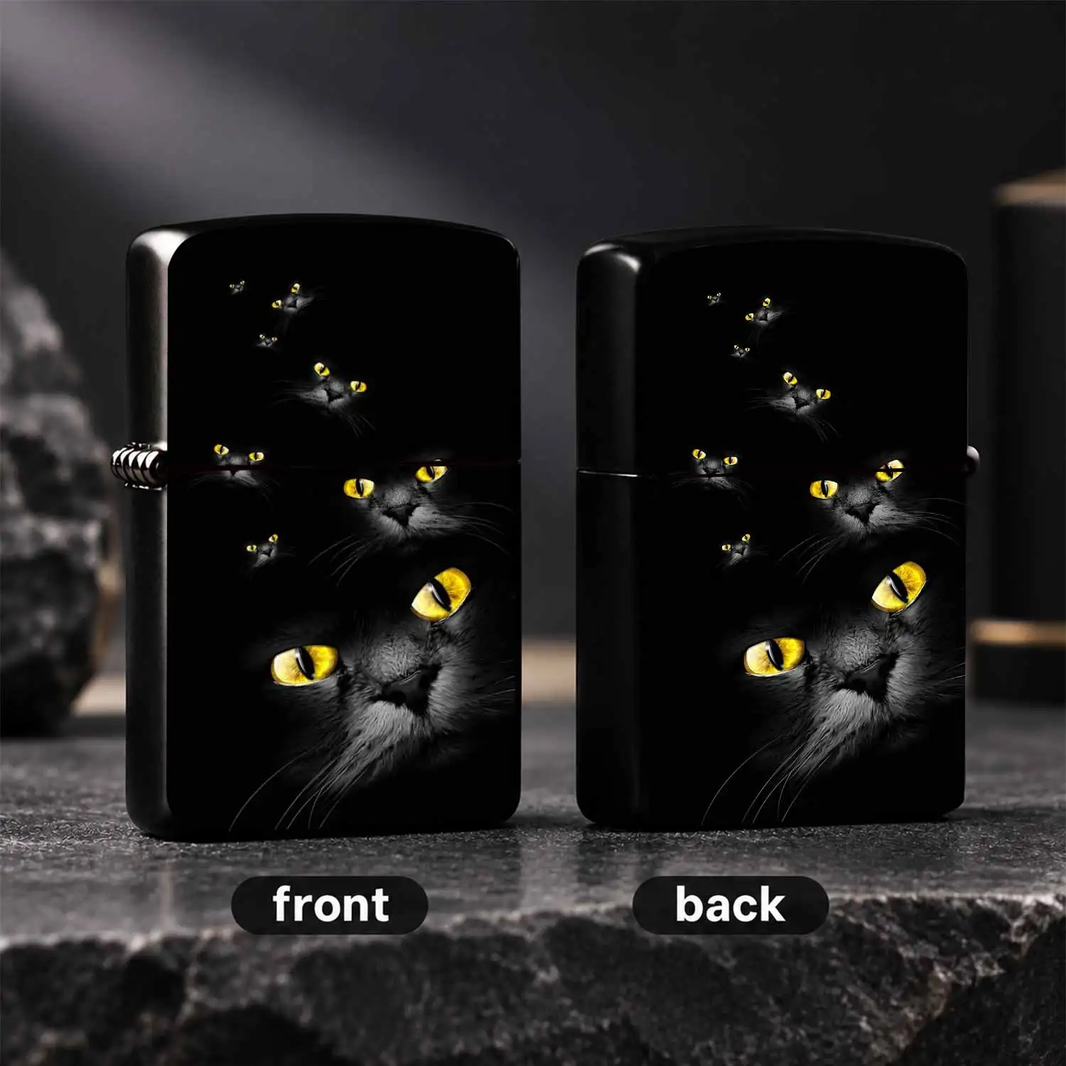 Creative Cat Group Lighter Striking Bright Yellow Cat Eyes Design Portable Igniter Suitable for Daily Travel Outdoor Activities Multiple Scenarios Unique Nice Gift for Friends Family A Humorous And Interesting Lighter