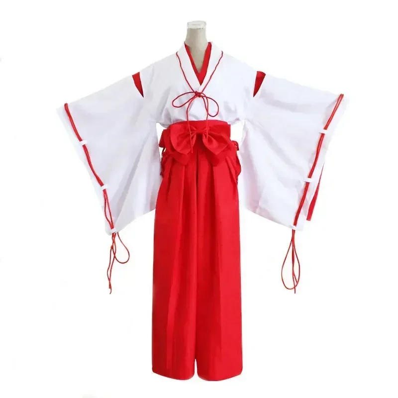 Women Japanese Shrine Maiden Costume, Red White Kimono Outfit for Halloween Carnival Theme Party view 2