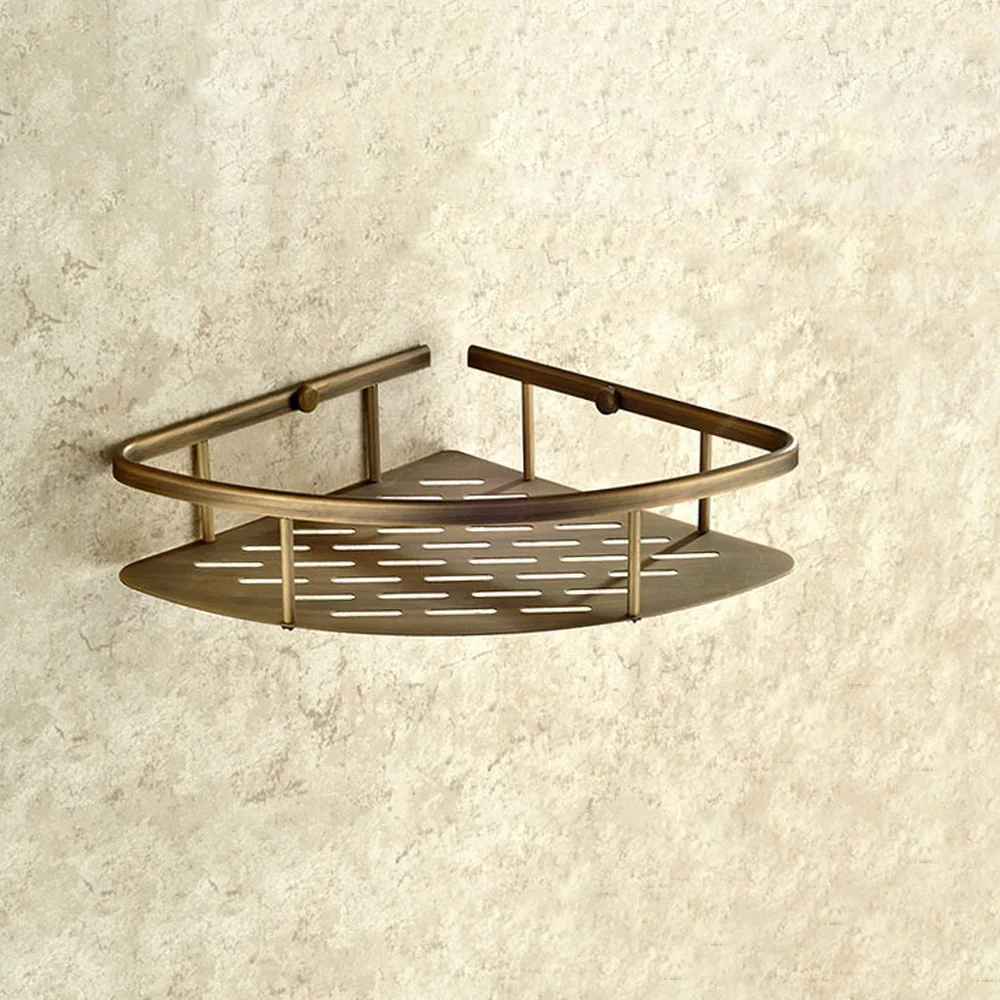 

Antique Brass Bathroom Accessory Corner Bath Shower Soap Tray Caddy Basket Wire Storage Rack Wall Mounted Nba520