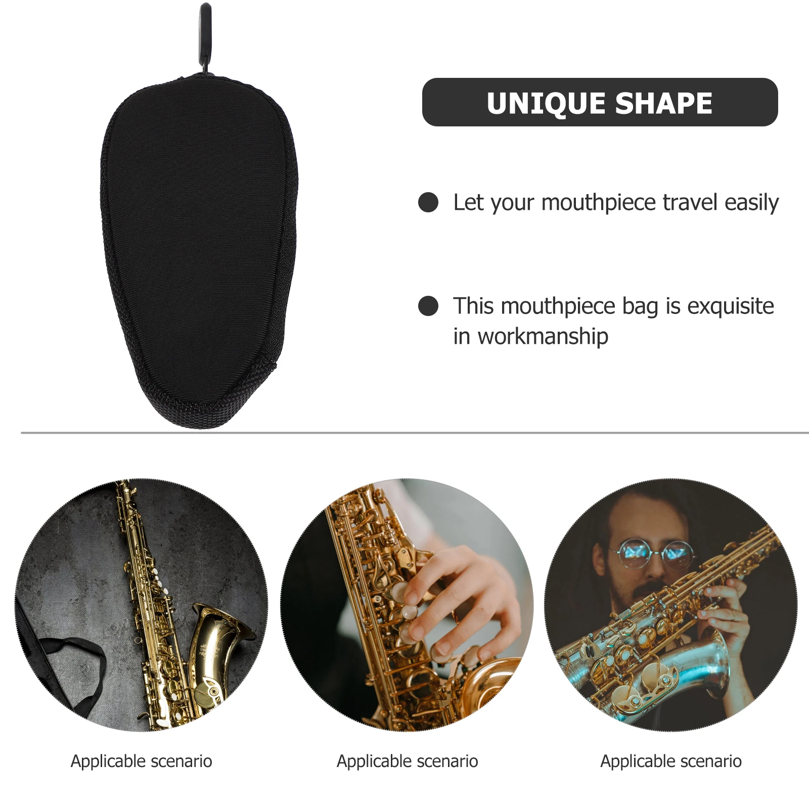 

Portable Saxophone Mouthpiece Bag Durable Cotton Polyester Trumpet Flute Accessories Zipper Pouch Safe Travel Music Instrument