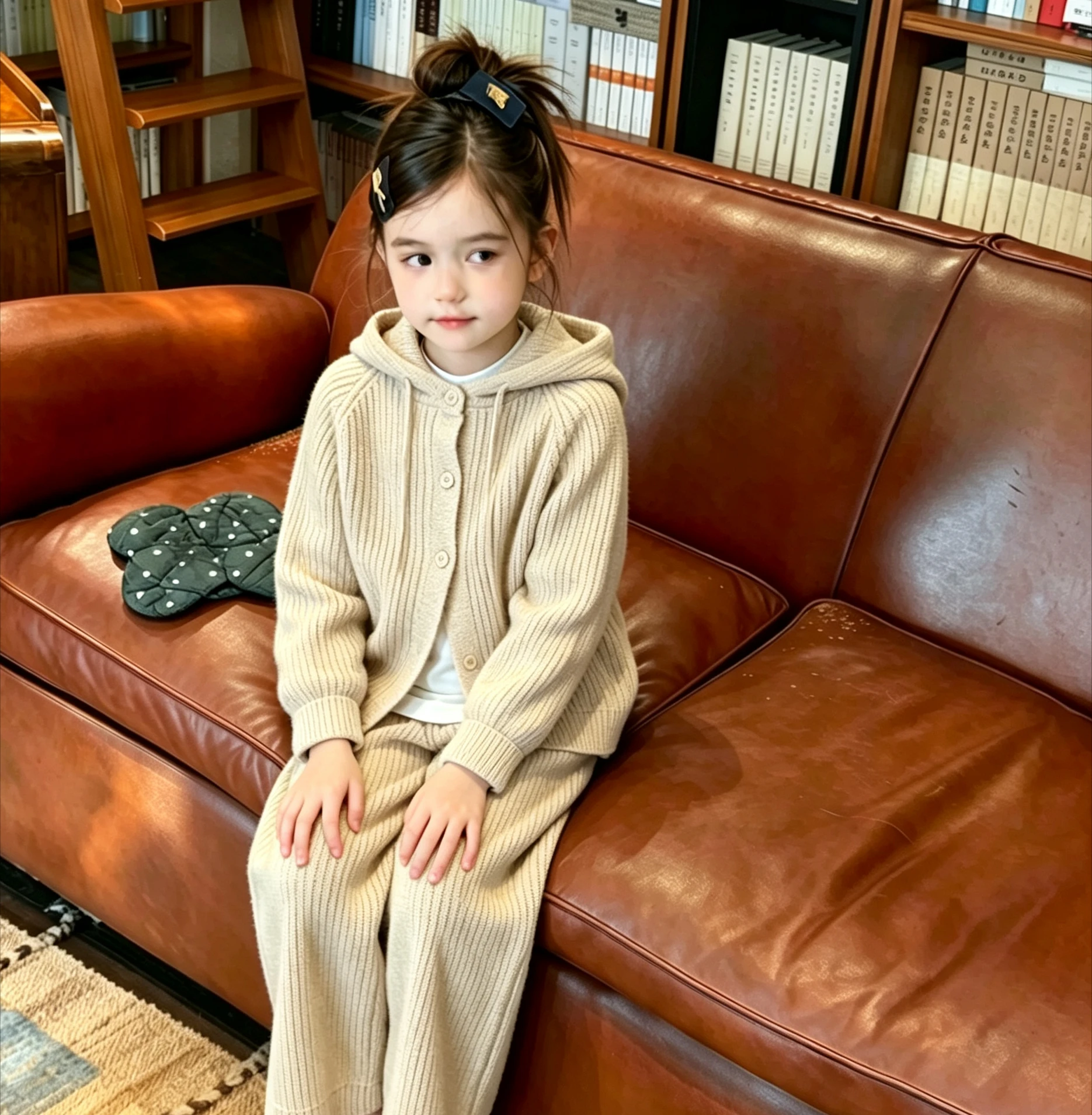 2026 Autumn and Winter Girls' Set New Western-style Knitted Sweater Jacket Straight Leg Pants Casual Two-piece Set