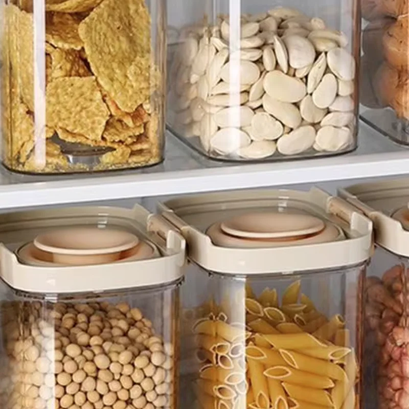 

Clear Sealed food Storage Box with Lid,plastic kitchen pantry for Nuts Beans Spices Kitchen Cabinet Pantry Organization