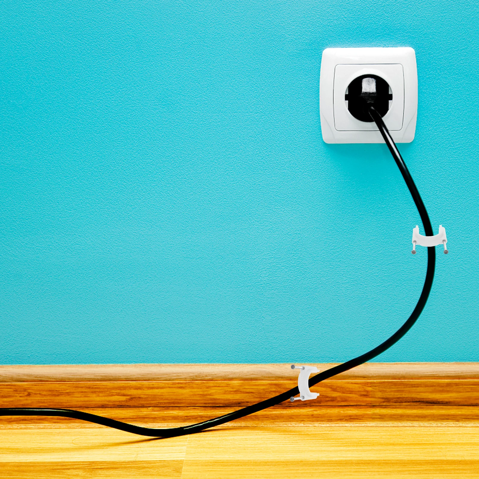 

Cable Clips White Round Double Nail PVC Pipe Card Telephone Wire Clamps for Nails