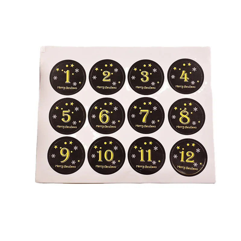 120pcs 3.2cm New Christmas Number Sticker Sealing Sticker Cookie Bag Cake Box Sticker Number 1-24 Sticker