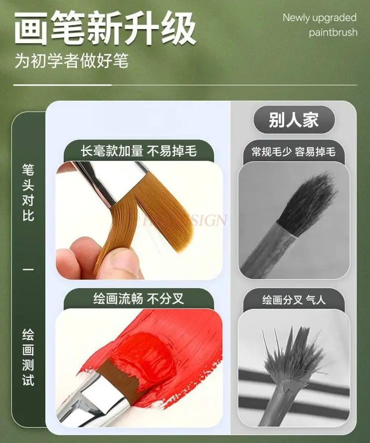 

Набор длинных кистей для студентов искусства, 6 шт., набор акварельных кистей, акварельная кисть, имитация волчьей шерсти, утиный язык