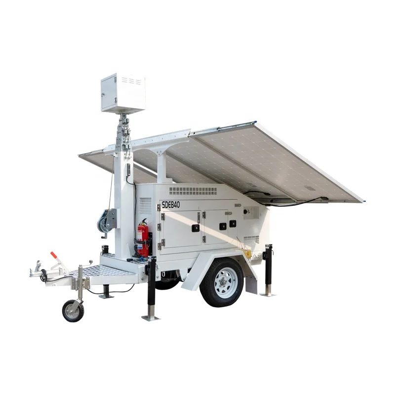 USA Standard Mobile Solar Surveillance Trailer Tower Outdoor Remote Security Monitoring Unit