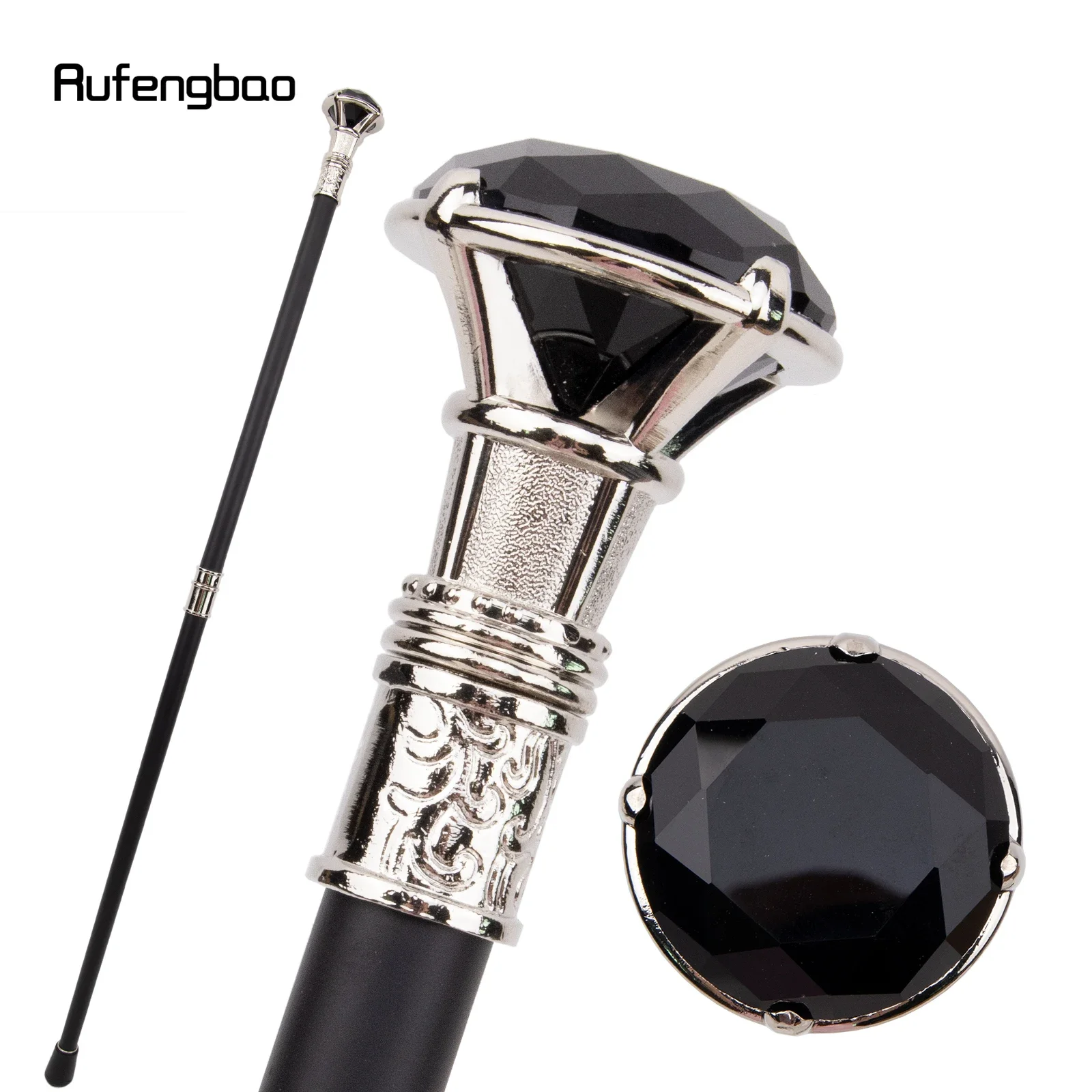 Black Diamond Type White Walking Stick Fashion Decorative Walking Cane Gentleman Elegant Cosplay Cane Knob Crosier 93cm