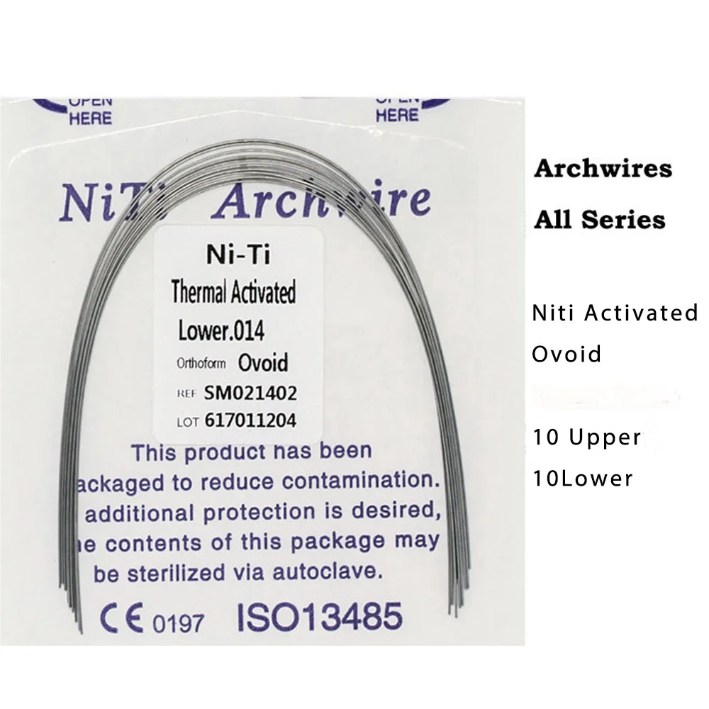 10pcs/pack Dental Orthodontics Arch Wire Thermally Activated Oviod NITI Arcs 012/014/016/018/020 Upper/Lower