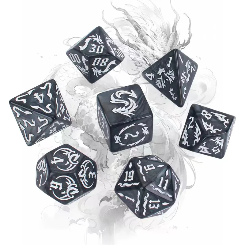 Polyhedral Dice for Role Playing Board Game, Digital Pattern, Acrylic, DND, RPG, Party, Club, 7Pcs Set