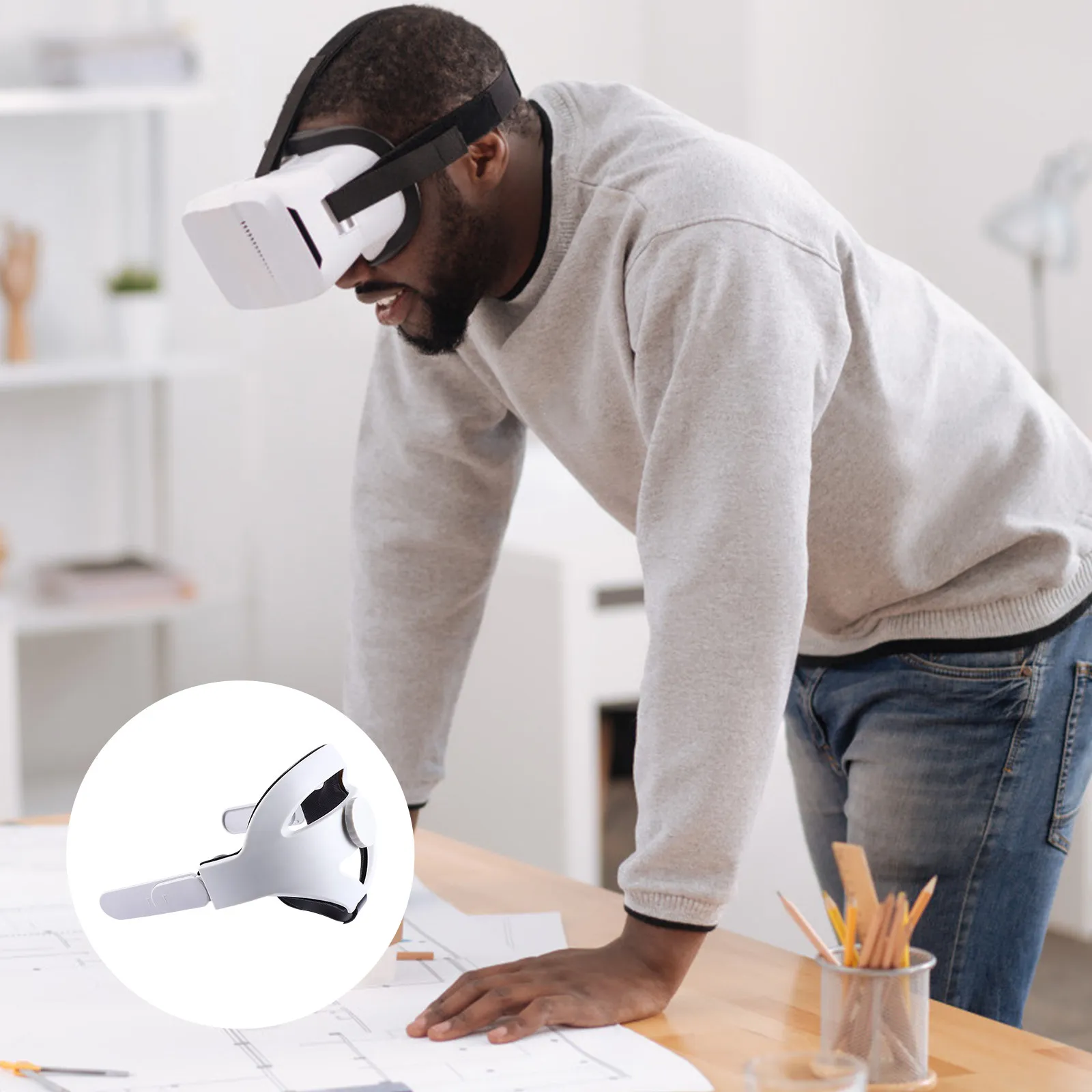 

Adjustable Enhanced Support Headband for Vr Headset 360 Degree Rotating Button Strong ABS Plastic Non Slip Comfortable