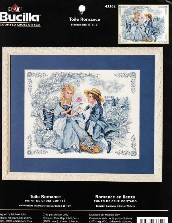 Bucilla 43362 romantic roses 52-43 Counted  11CT 14CT 18CT 28CT  Dark Blue Fabric Cross Stitch Embroidery Needlework Sets 