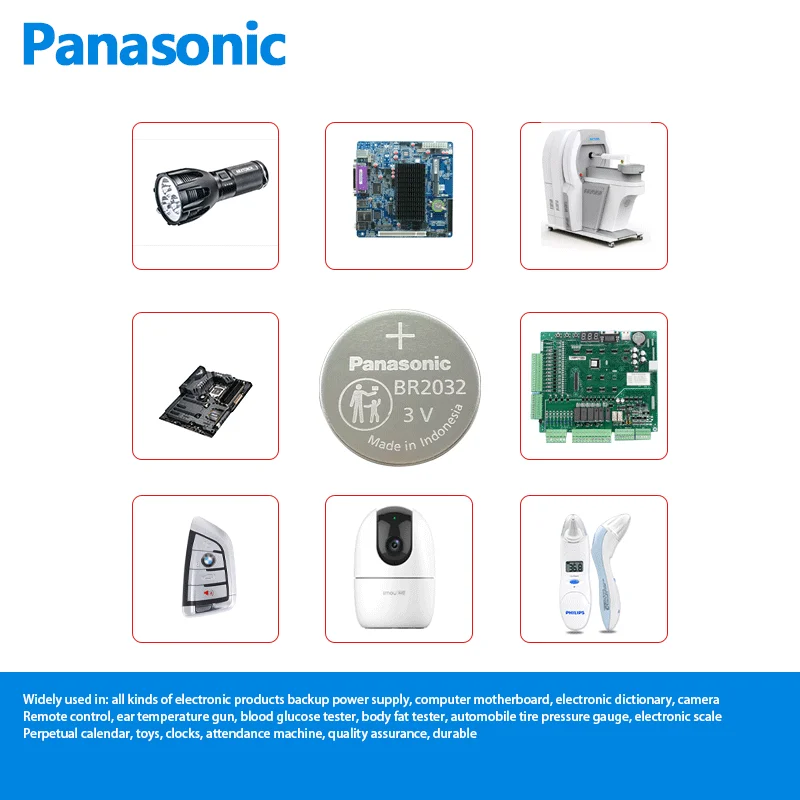 Panasonic New BR2032 3V Rechargeable Lithium Button Cell For Watch Remote Control Electronic Toy Replaces DL2032 ECR2032 ML2032