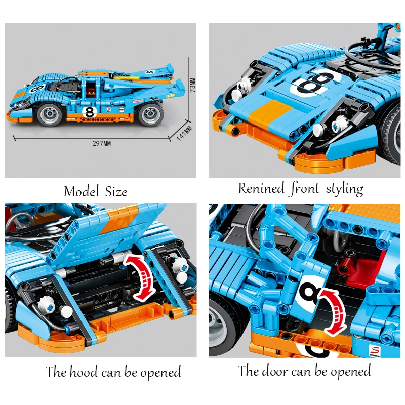 1039PCS Technical Porsched Building Blocks Lamborghini Hypercar Racing Car Model Assemble Vehicle Bricks Toys For Children Gift