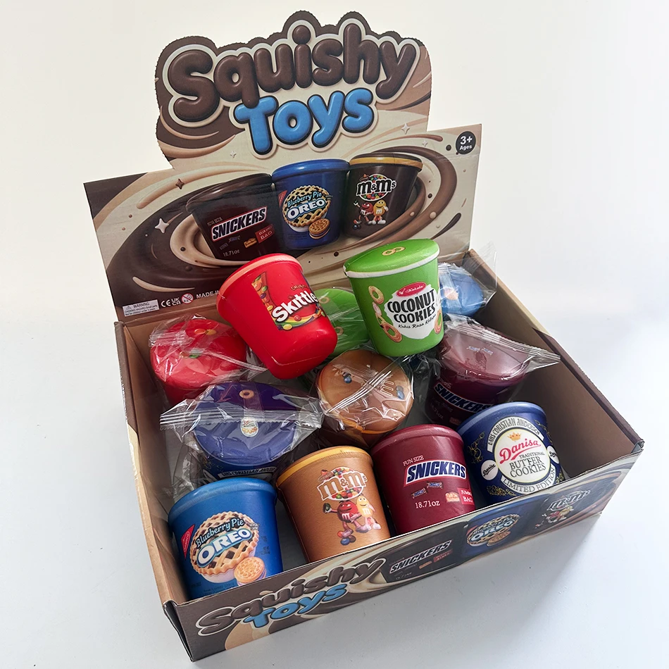 Simulation Snack Cup Squishy Toy, Soft Slow‑Rebound Squeeze Fidget Toy, Food‑Shaped Stress Relief Blind Box Toy, Random Style