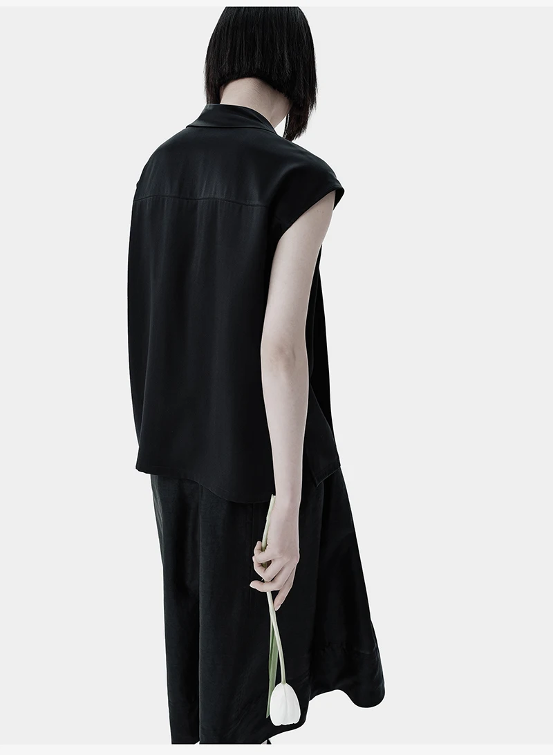 High-end Natural Silk Women's Blouse Summer New Style Collared Top for Outdoor Leisure, Comfortable Cool Lightweight and Soft