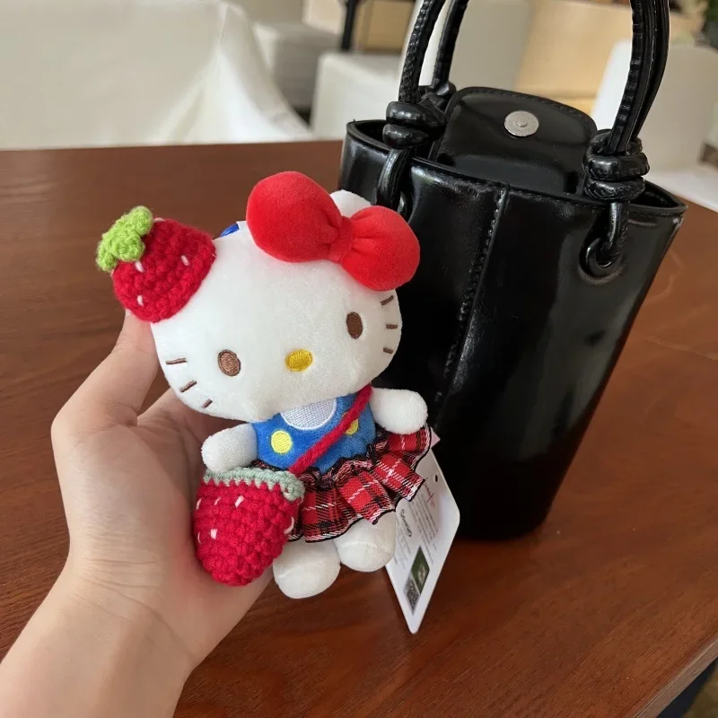 جديد Kawaii سانريو مرحبا كيتي الربيع يوم سلسلة دمية حقيبة سلسلة مفاتيح سلسلة الشنق الكرتون أنيمي زوجين على ظهره سحر لعبة هدية #6