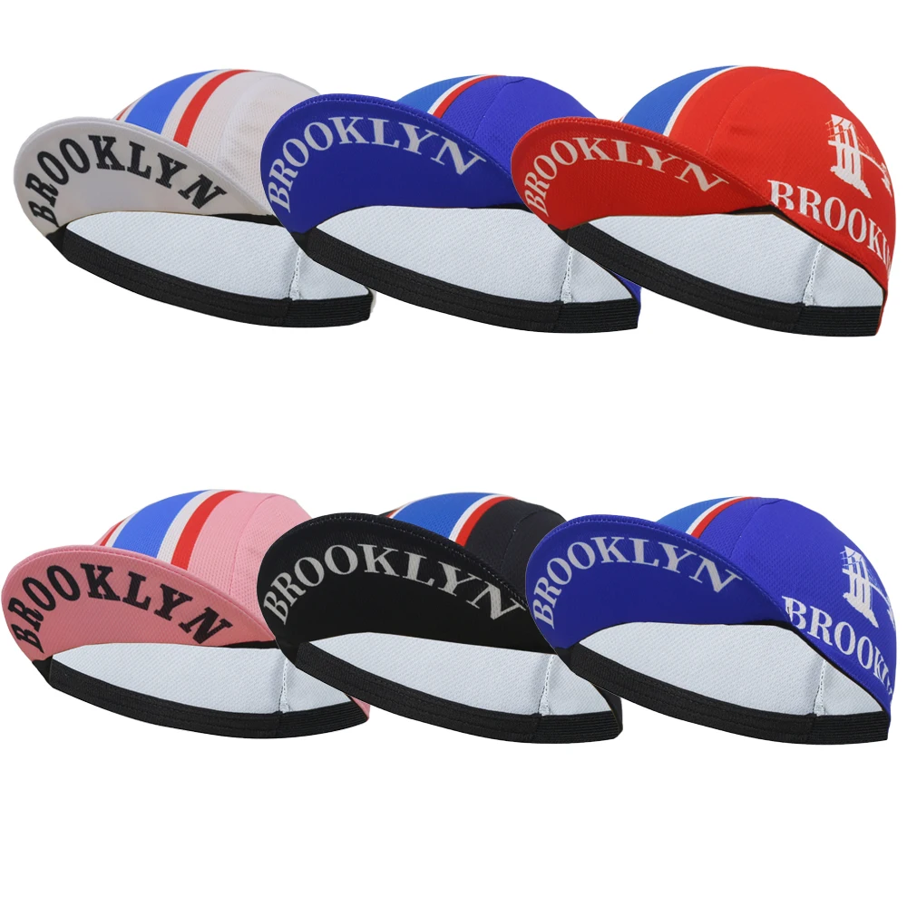 Brooklyn Cycling Cap Blue White Black Red Pink Outdoor Sports Hat Team Bike Caps