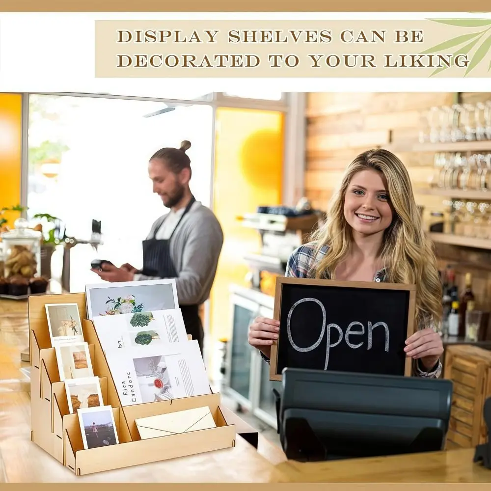 

Деревянная подставка для поздравительных открыток, 12 сеток, гладкие края, стойка для поздравительных открыток, простой дизайн, прочная подставка для карточек PSA