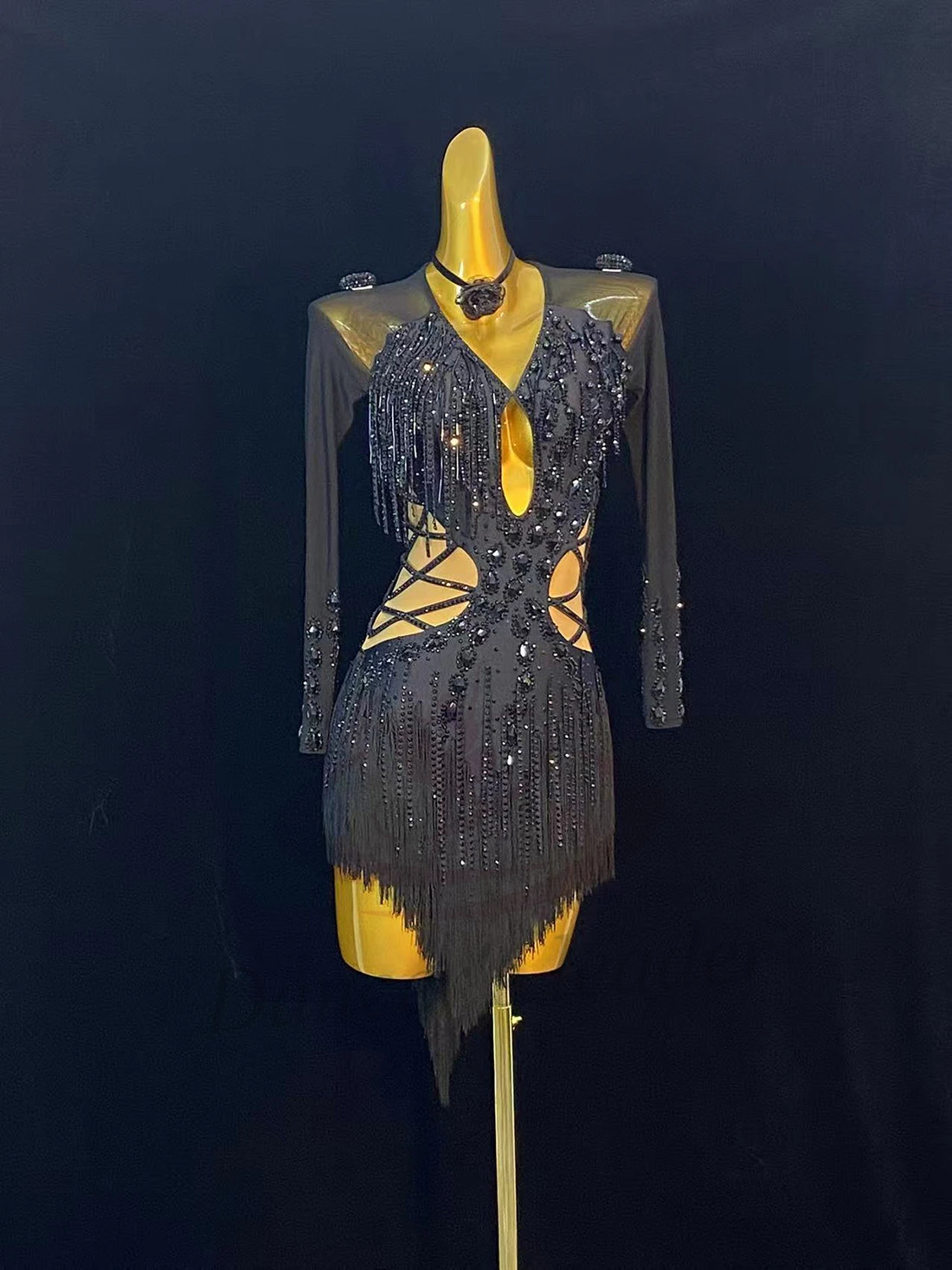 라틴 댄스 성인 어린이 드레스 AB 스톤 하이엔드 맞춤형 블랙 차차 탱고 아이스 스케이팅 의상 여성 의류