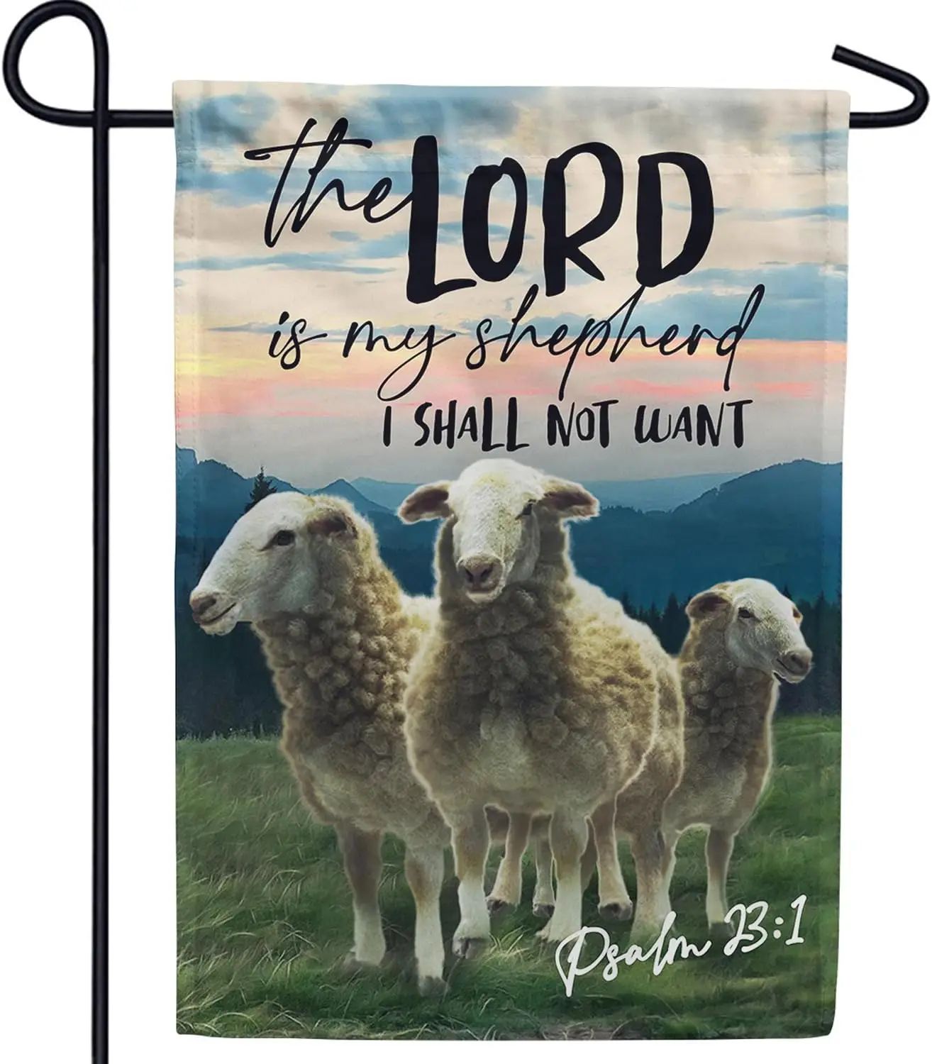 America Forever Bible Verse Garden Flag - 12.5 x 18 inch - Psalm 23:1 The Lord is My Shepherd - Christian Quotes Religious Outdo