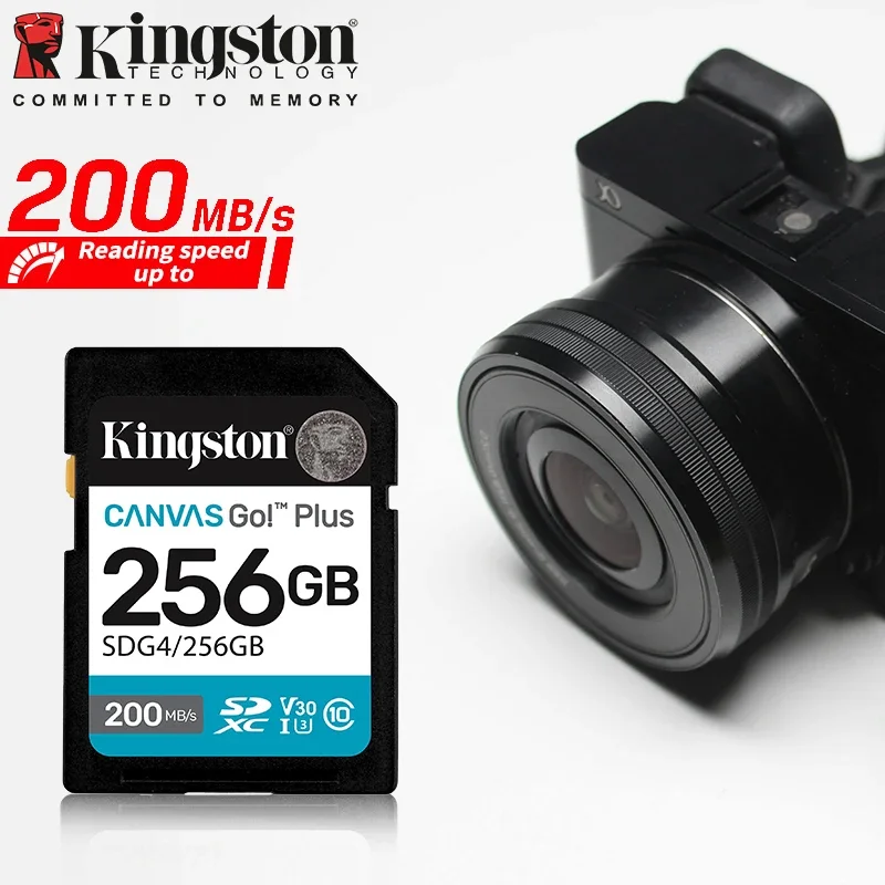 Kingston SD Card 128Gb 64Gb 256Gb 512Gb 1T Canvas Go Plus memory card Class10 U3 V30 Cartao de SDXC 4K video Carte sd for Camera