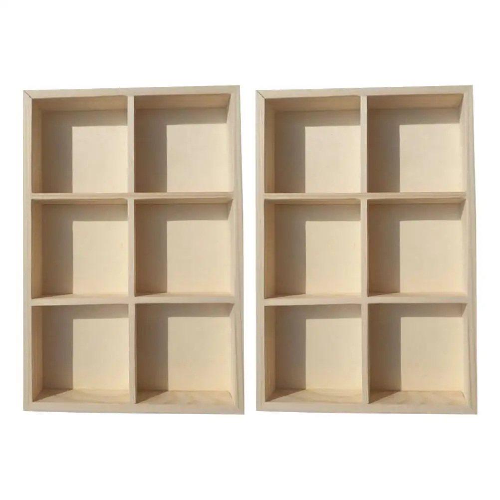 

2pcs Wooden Storage Box for Crayon Pigment Painting Tool Case 6 Compartments Desktop Organizer Portable Paint Boxes Supplies