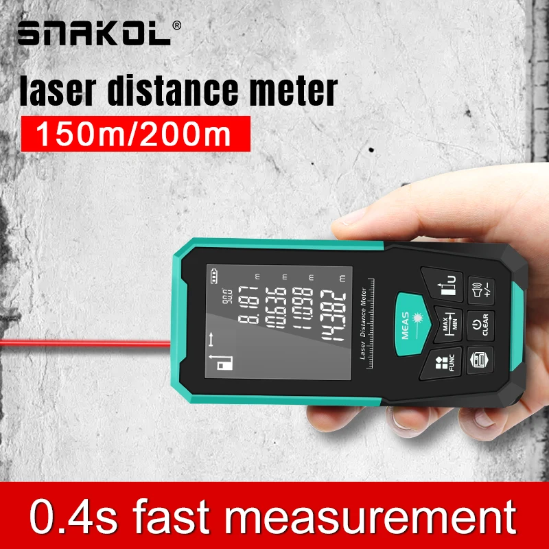 Snakol Laser Distance Meter 150m 200m Rangefinder Digital Range Finder Trena Roulette Ruler Distance Measuring Tape USB charging