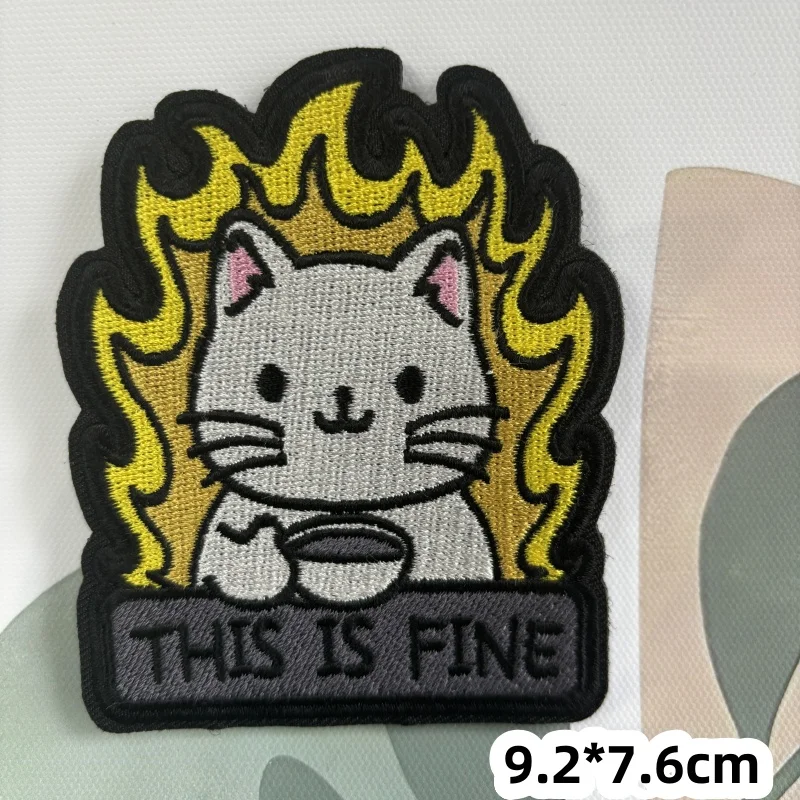 Tactical German Shepherd Embroidered Patch Cute THIS IS FINE\