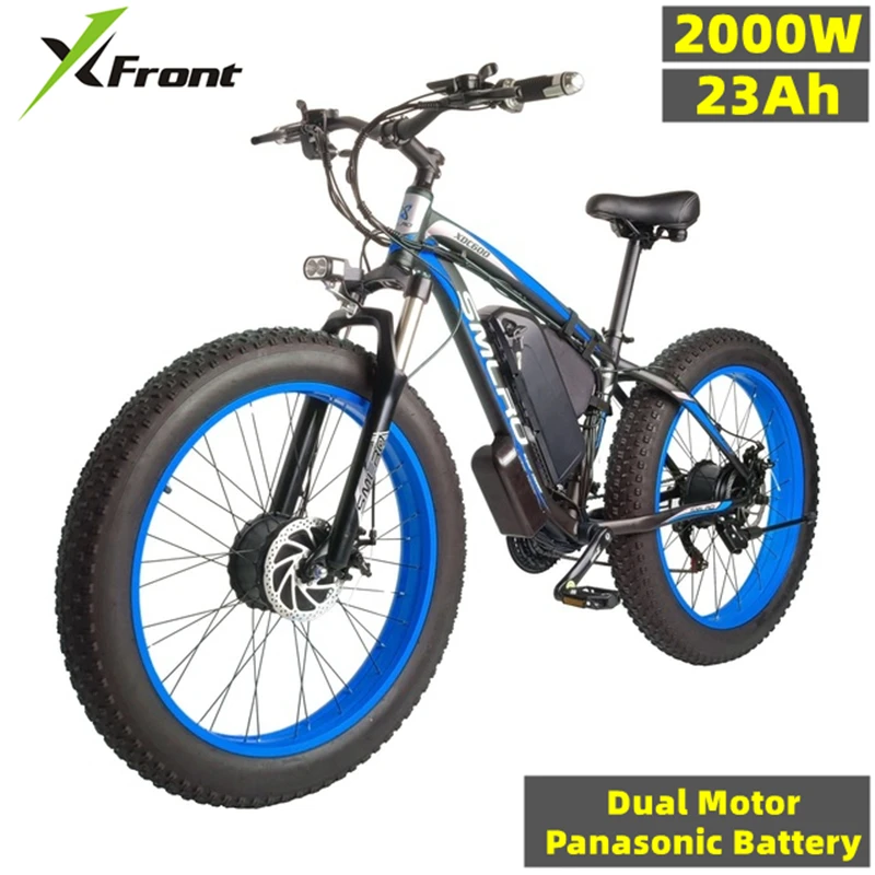 

Xfront Electric Bicycle 26 Inch 4.0 Fat Tire 48V 1600W Dual Drive Motor Snow Mountain Bike With 23AH Lithium Battery Ebike