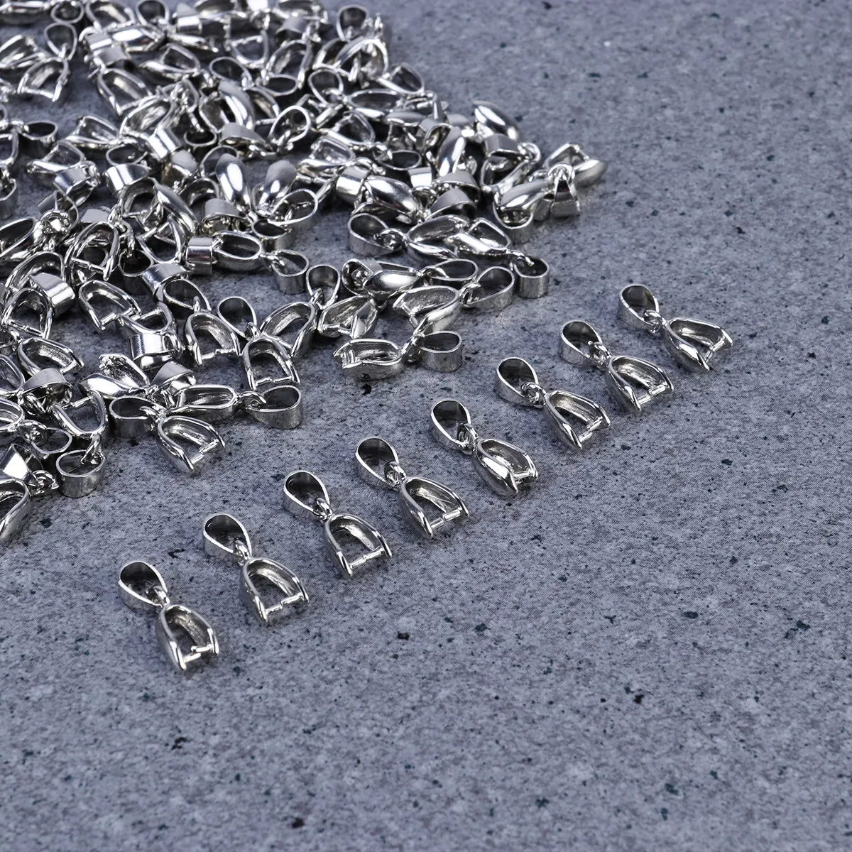 100Pcs Brass Pinch Clasp Bail Connector for Jewelry Making DIY Necklace Bracelet Pendant Finding Accessory 14Mm Silver Finish