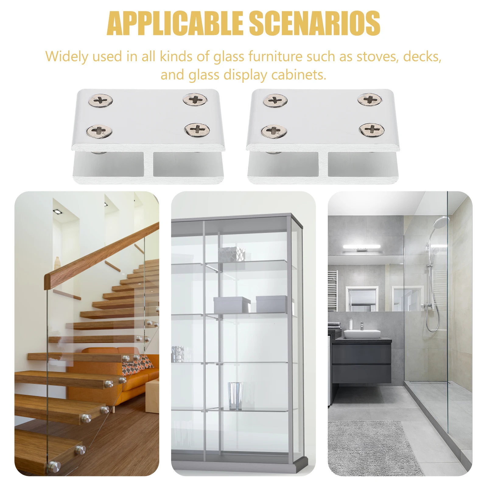 2pcs Glass Clamp Premium Aluminum Alloy 8-10Mm Frameless Glass Railing Support Durable Corrosion Resistant Balustrade Deck