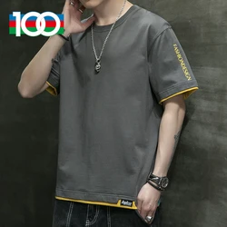 T-shirt men's 2023 summer short sleeve 100 fashion brand loose plus fat size fat fashion T-shirt medium sleeve men's half sleeve