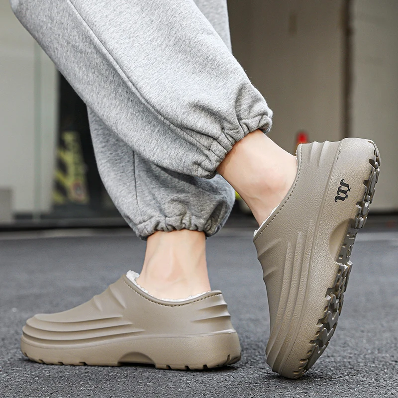 موضة جديدة نعال من القطن الرجال شتاء دافئ المنزل أحذية قطنية مقاوم للماء حذاء للحديقة داخلي الانزلاق على أحذية موجزة