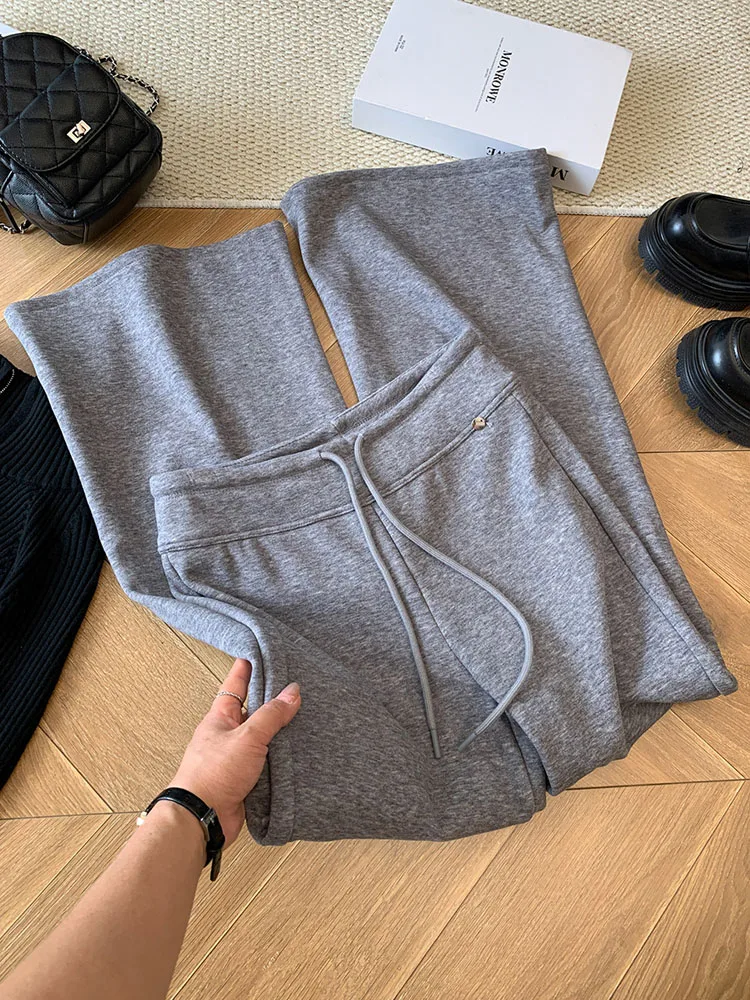 Trendy American High Waist Bell Bot Yoga Pants Women's Small Size Faionable Fce Dstring Sports Sweatpants